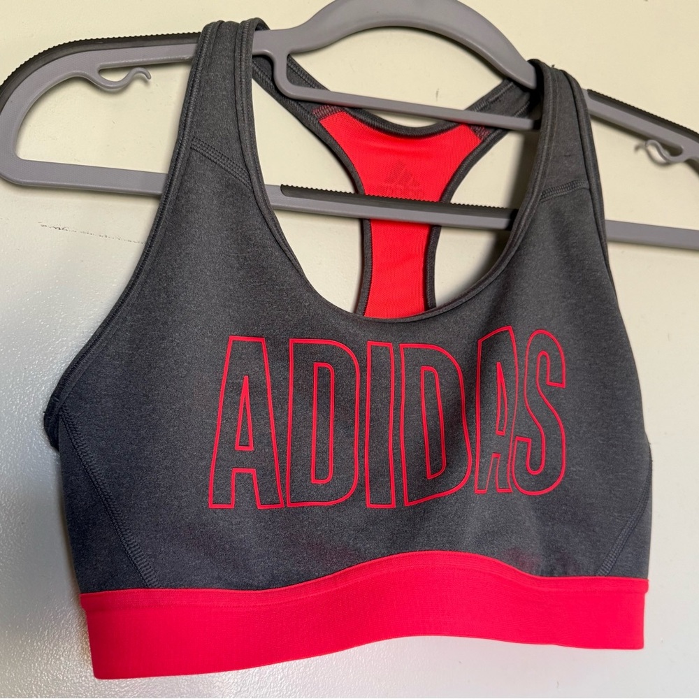 Adidas Charcoal and Crimson Sports Bra